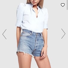 RE/DONE LEVI’S High Waisted Blue Button Fly Side Zipper Distressed Denim Shorts