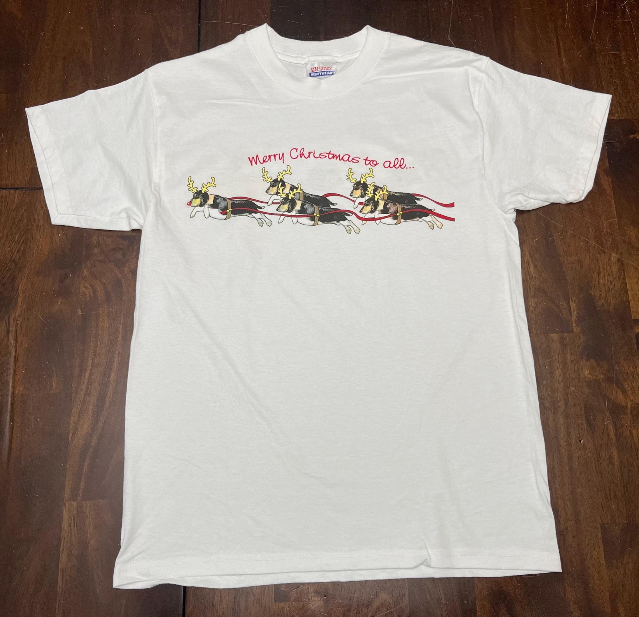 Christmas Coonhound/Beagle Christmas T-Shirt Youth Size Large (14-16)