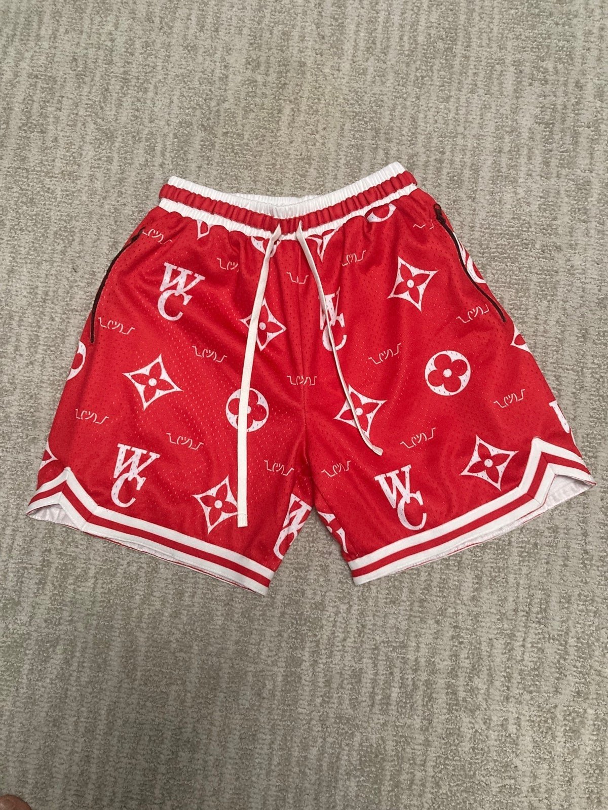 Who cares wc lv monogram shrug red shorts