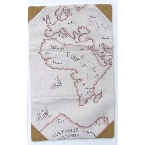 Wallet trifold canvas handmade old world map
