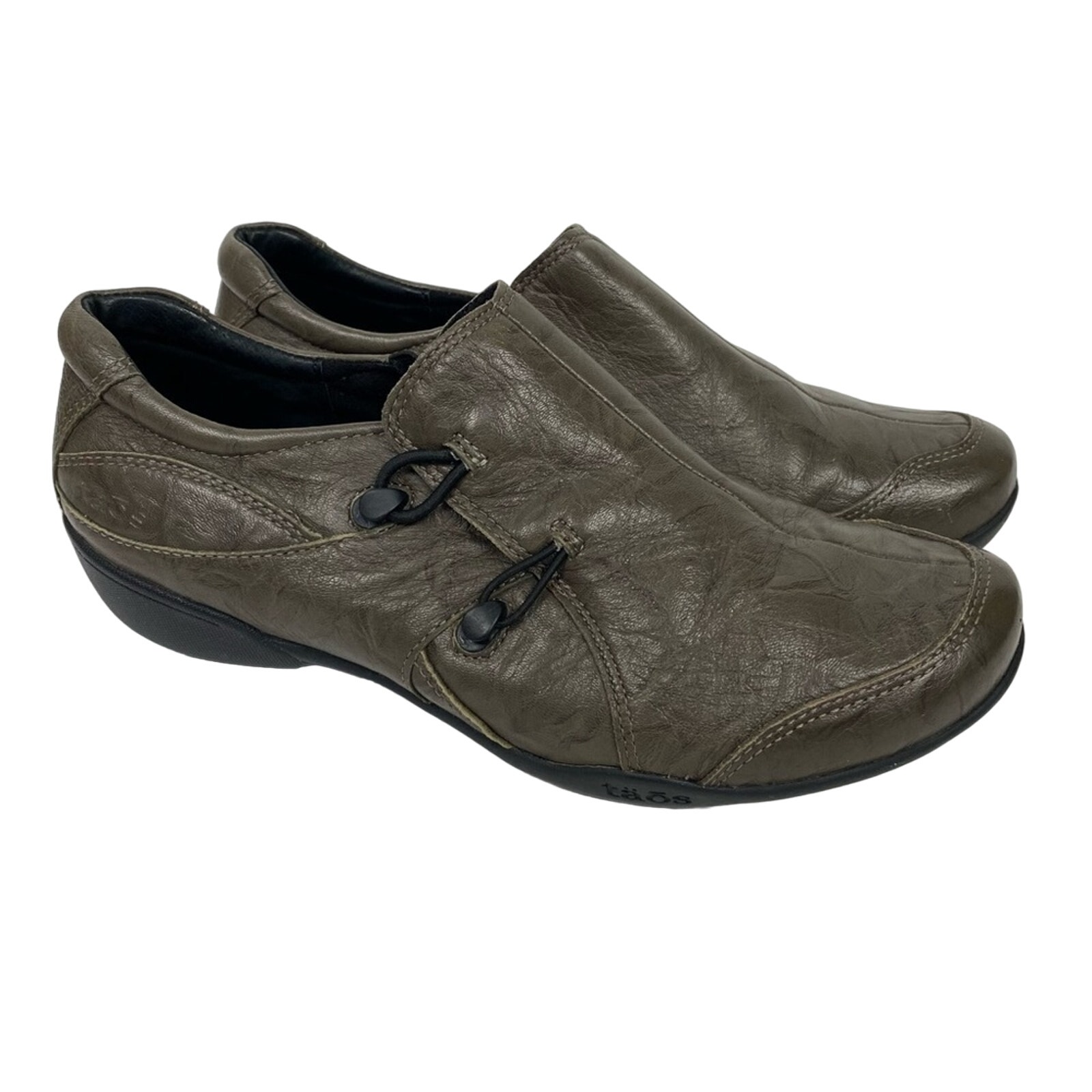 Taos slip on green grey flats comfort shoes