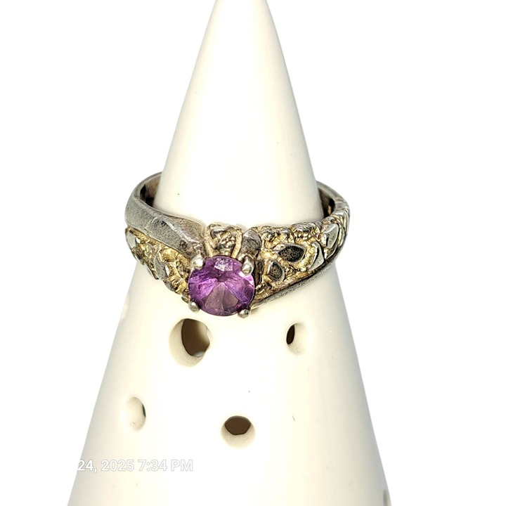 Handmade Sterling silver amethyst ring 9-1/2
