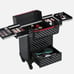 Aluminum Cosmetic Case Professional Trolley Makeup Train Case with Drawer Black