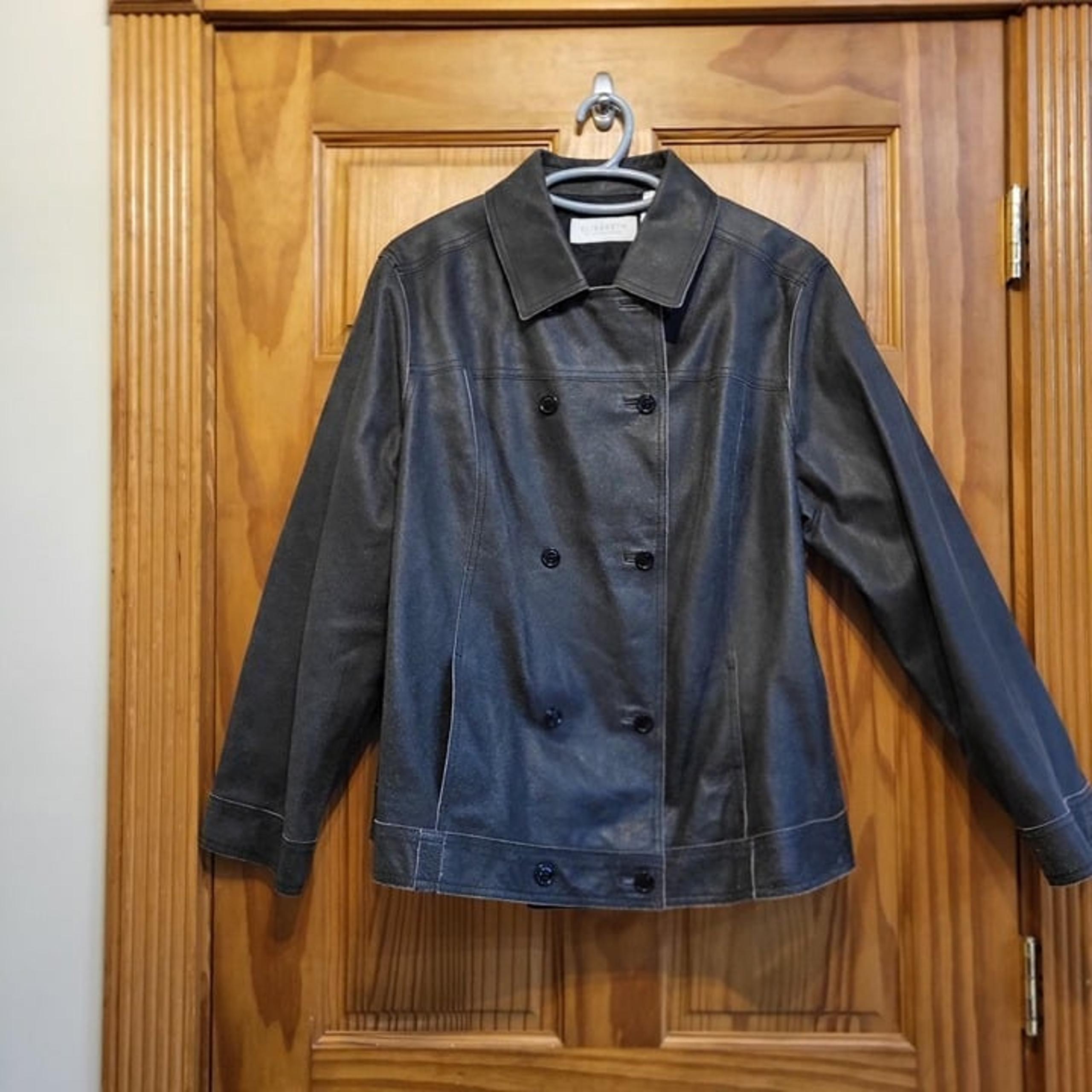 Elisabeth by Liz Claiborne Womens Leather Jacket  black size 1X