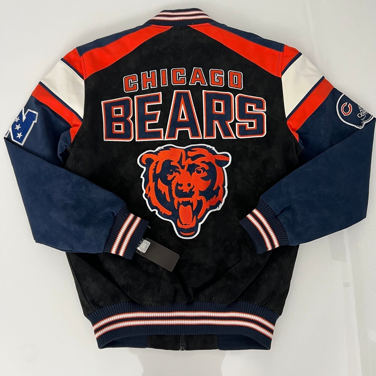 Chicago Bears NFL Team Apparel Faux Suede Bomber Jacket Size Small