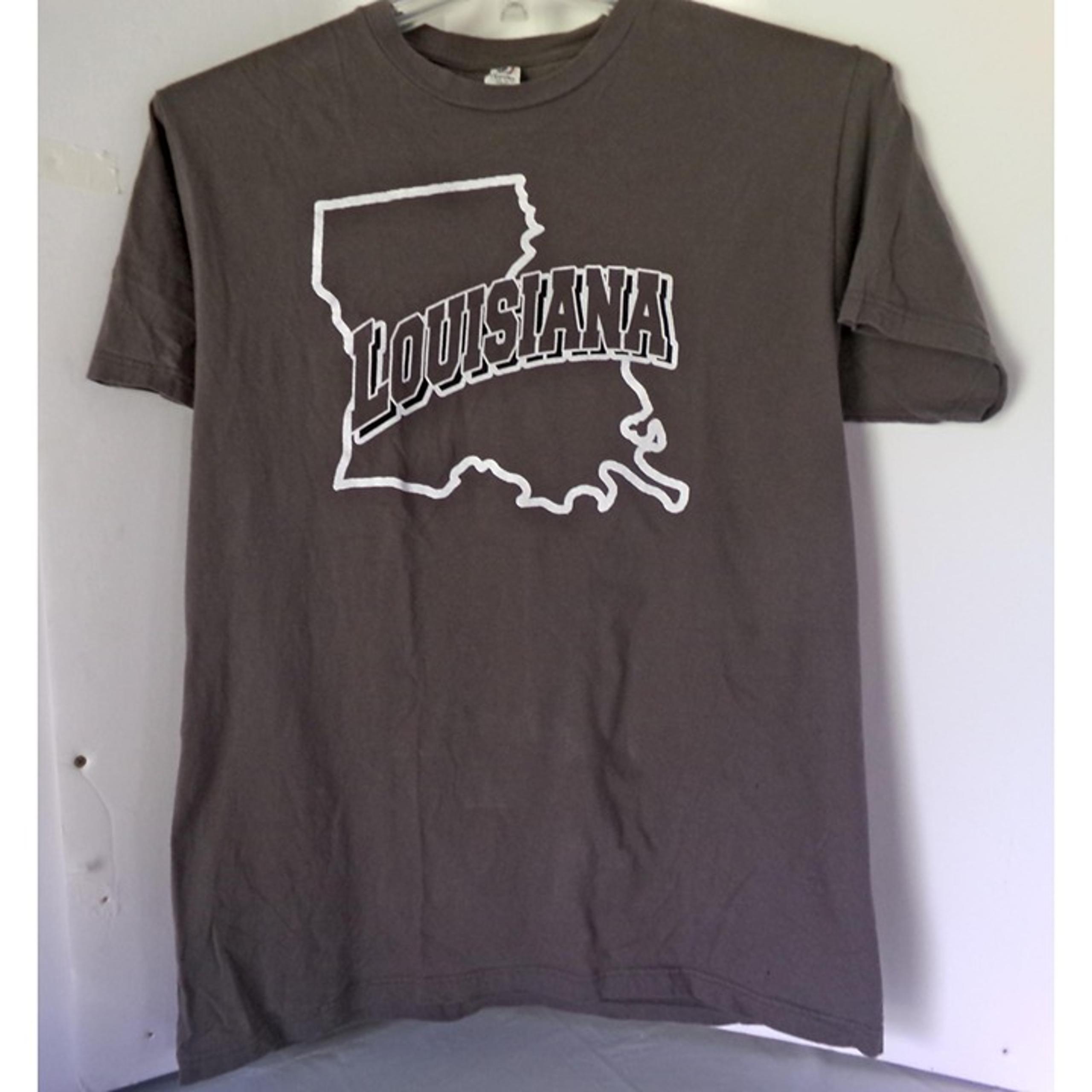 Optima Louisiana Graphic Grey Crew Neck Double Stitch T-Shirt Size Large