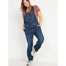 Old Navy Slouchy Straight Workwear Jean Overalls Women 26 Blue Denim Utility NEW