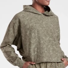 Athleta Farallon Green Camo Sweatshirt Hoodie Crop Small Athleisure Loungewear