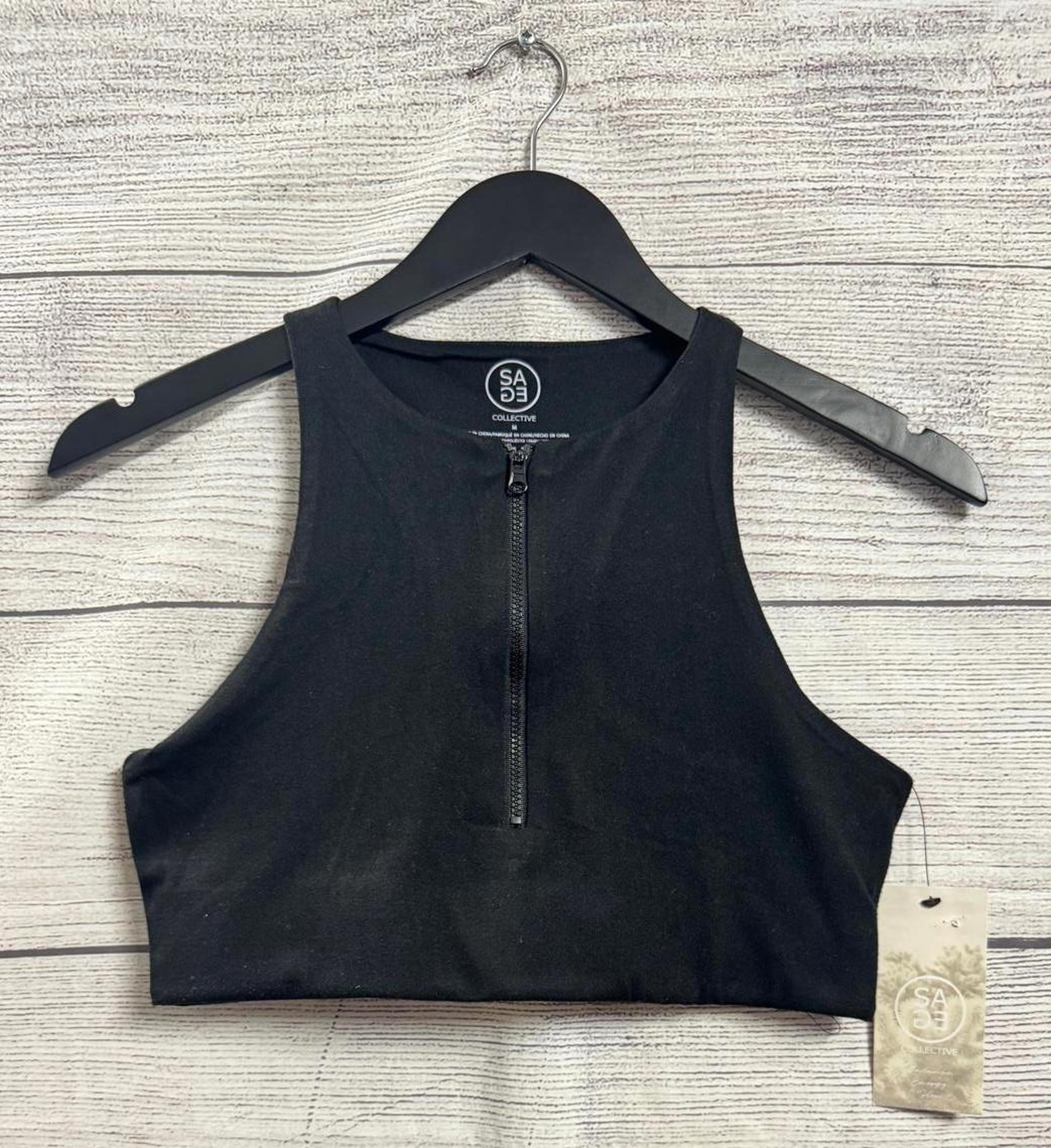 Sage Collective Black Moisture Wicking Racerback Bra Women Size Medium