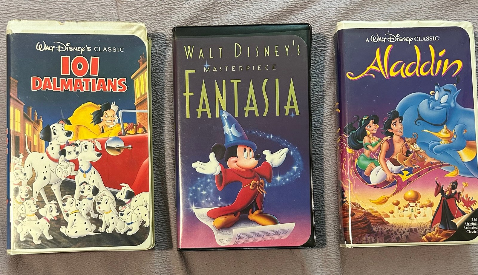Disney Black Diamond VHS tapes. Aladdin, Fantasia and 101 Dalmatians