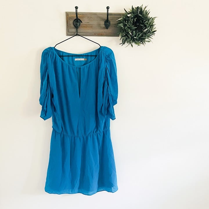 Alice + Olivia Blue Silk Drop Waist Dress 4