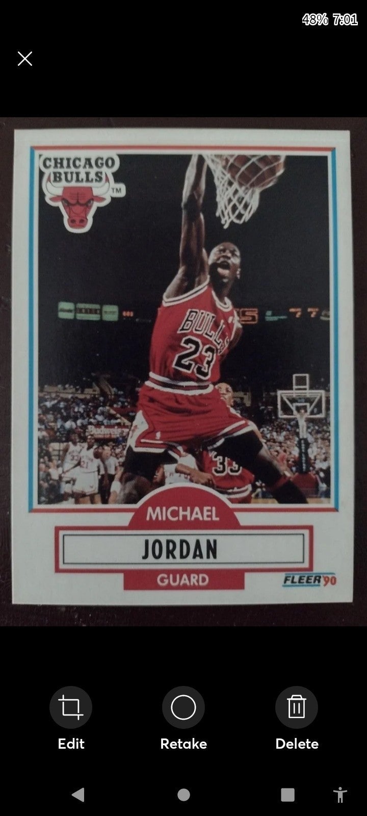 1990 Fleer Michael Jordan ERROR card