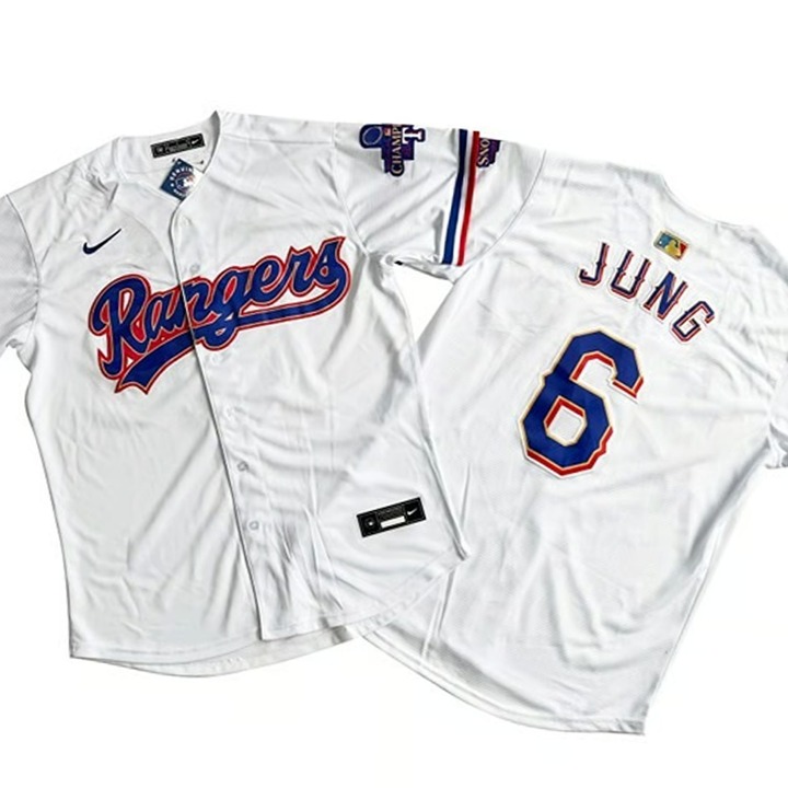 Men's Texas Rangers 6# Josh Jung White 2024 Gold Collection Limited Jersey