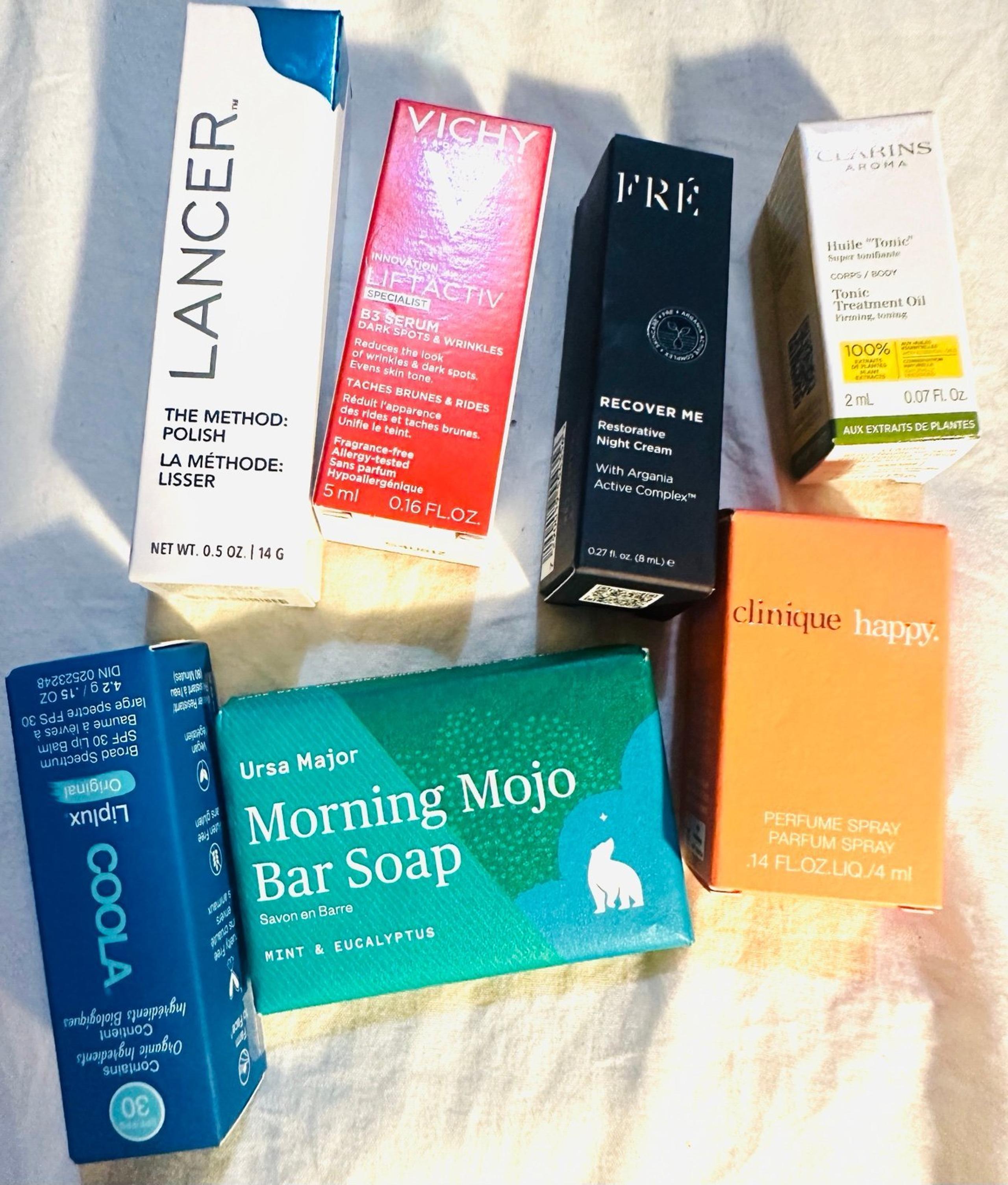 Lot travel size beauty great brands Lancer polish clarin coals liplux Vichy etc