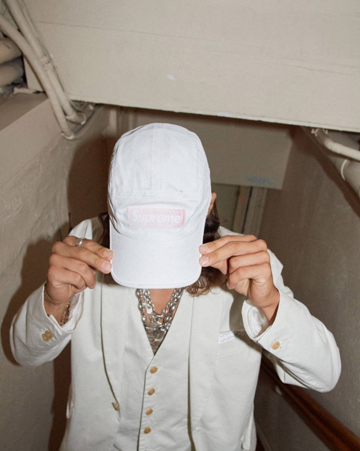 Supreme Maison Margiela MM6 White Painted Camp Cap Hat