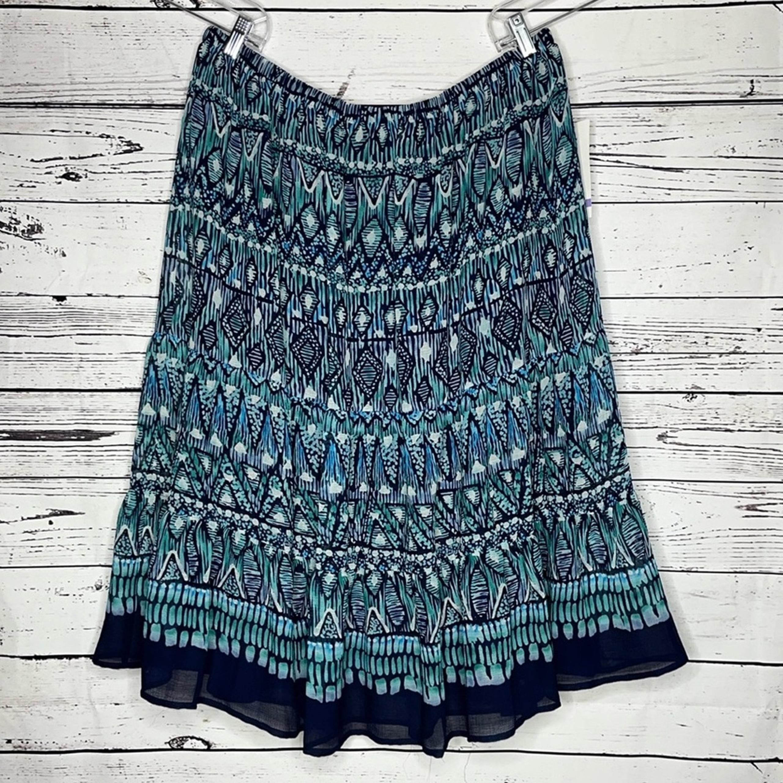 Alfred Dunner NWT 18 Blues & White High Tide Flounce Hem Pull-On A-Line Skirt