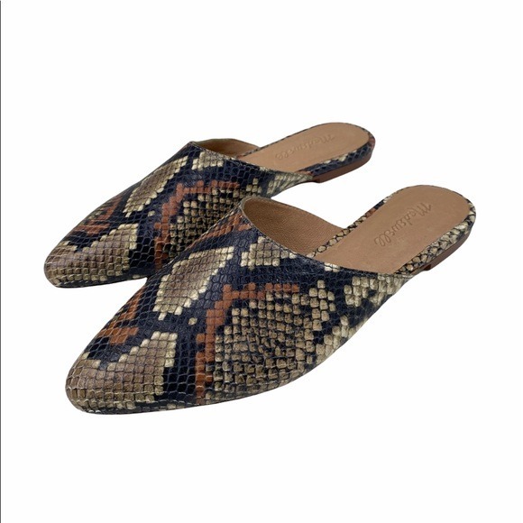 New Madewell The Remi Mule in Snake Embossed Leather Size 6.5