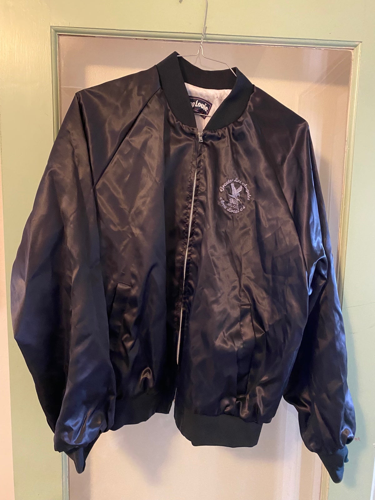 Vintage American Postal Workers Union APWU Los Angeles Satin Jacket SZ XL