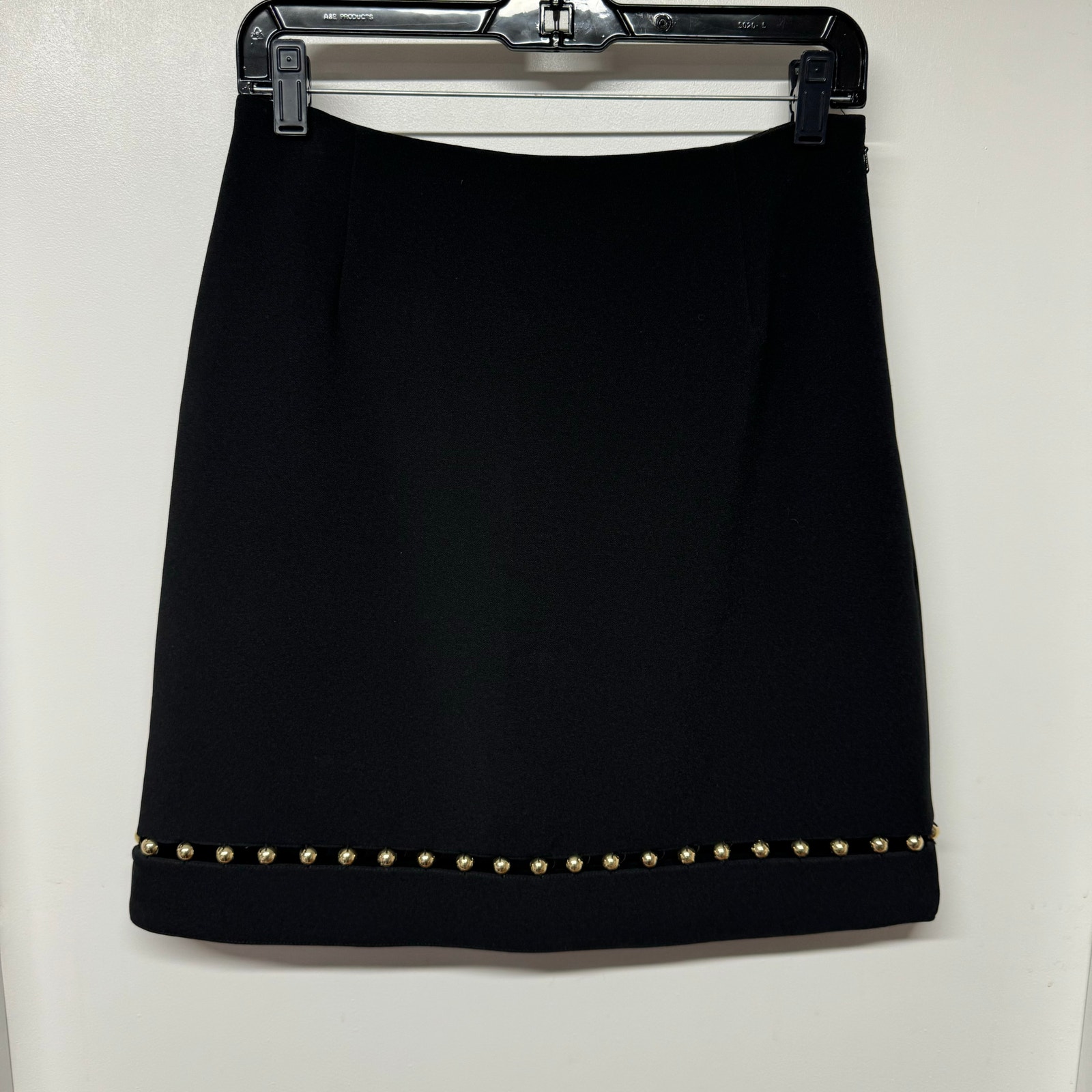 Michael Kors Womens Black Gold Beaded Stretch Mini Skirt A Line Size 2 XS