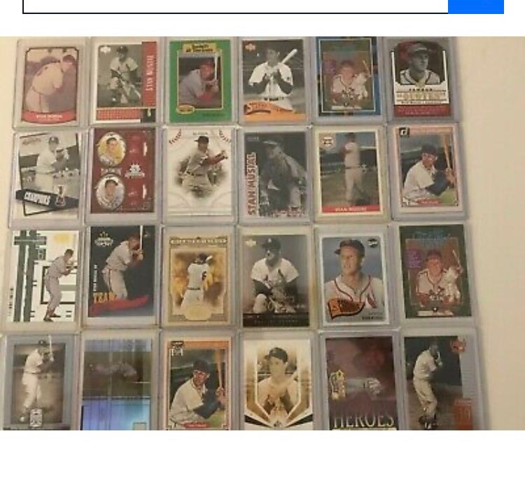 24 STAN MUSIAL ST. LOUIS CARDINALS BASEBALL CARDS IN PLASTIC CARD CASES, GREAT!