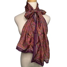Vintage 100% silk dragon print scarf handmade rolled edge extra long XL 25x78