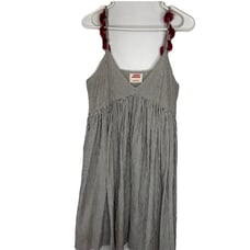 Samant Chauhan Striped w/ Red Accent Tassels Babydoll Dress