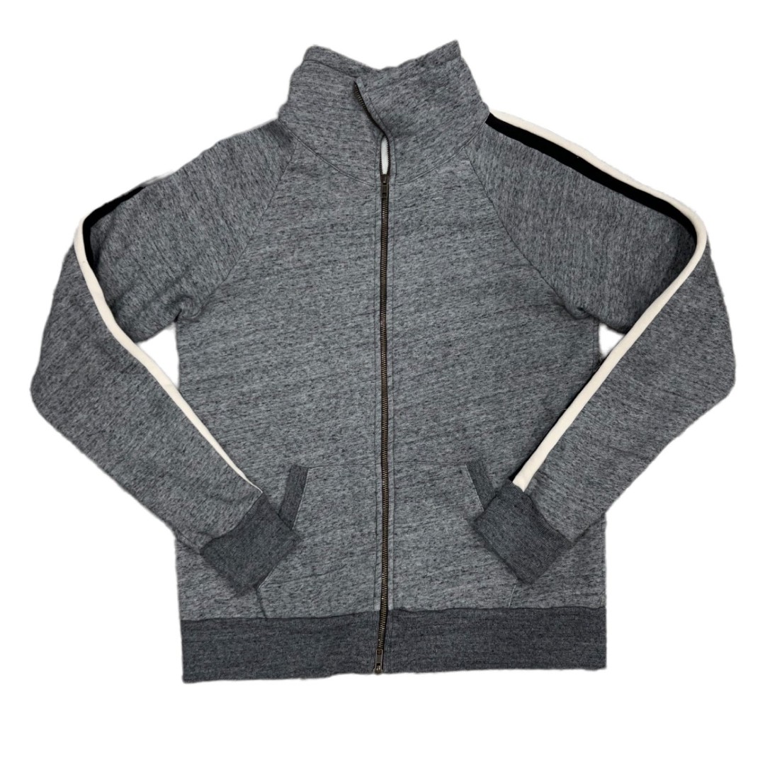 J. Crew Gray Heather Side Stripe Full Zip Sweater M