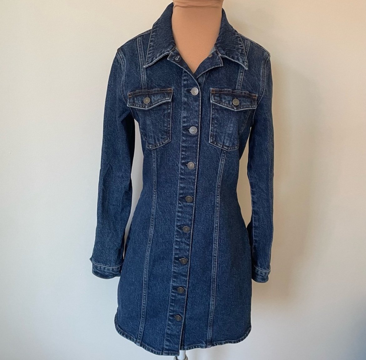 REFORMATION Newman Amani Blue Jean Long Sleeve Denim Mini Dress EUC Size 4
