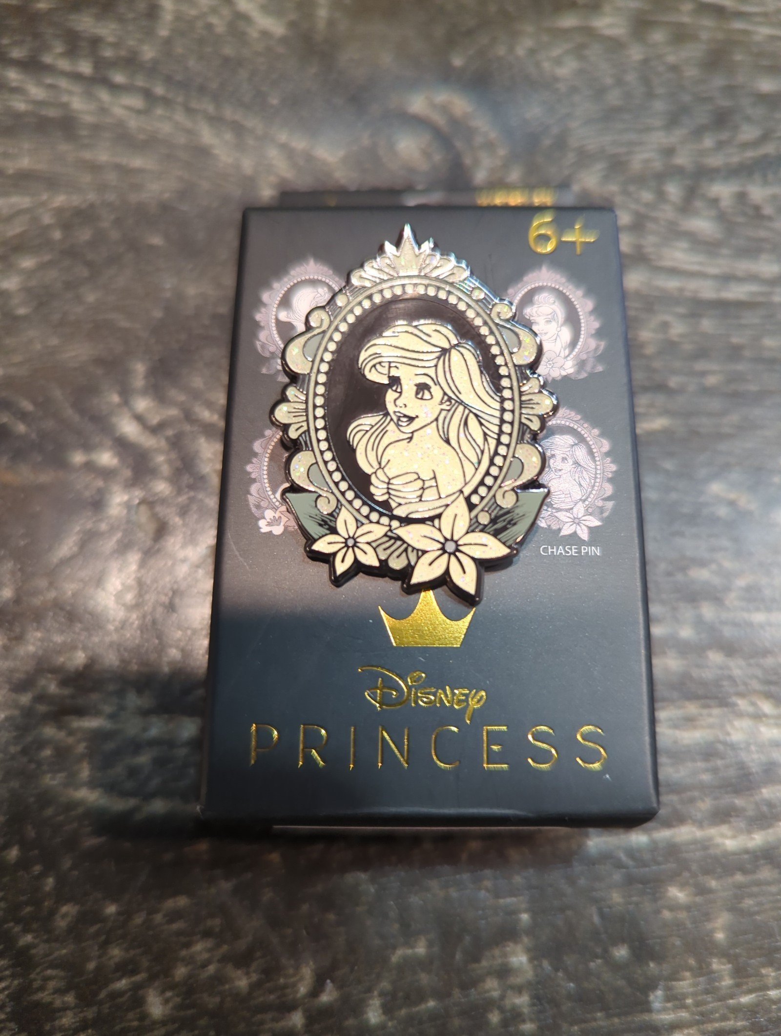 Ariel Black and White Cameo Pin. Disney Princess Cameo Blind Box Enamel Pin.