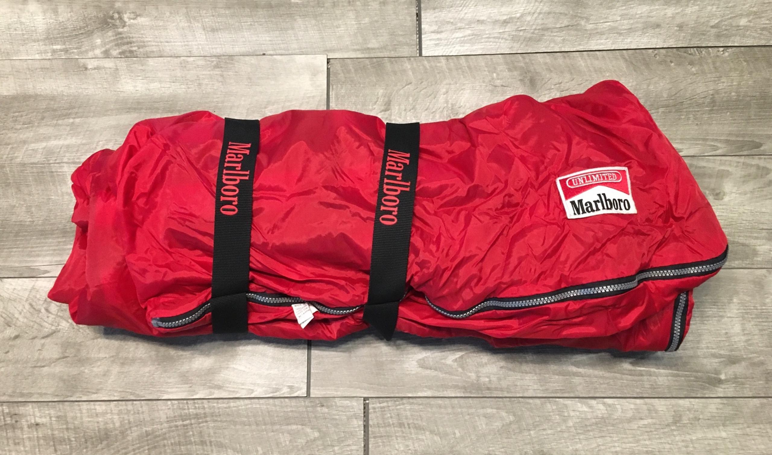 Vintage Marlboro Plaid Red Black Fleece Sleeping Bag Backpacking Camping Hiking