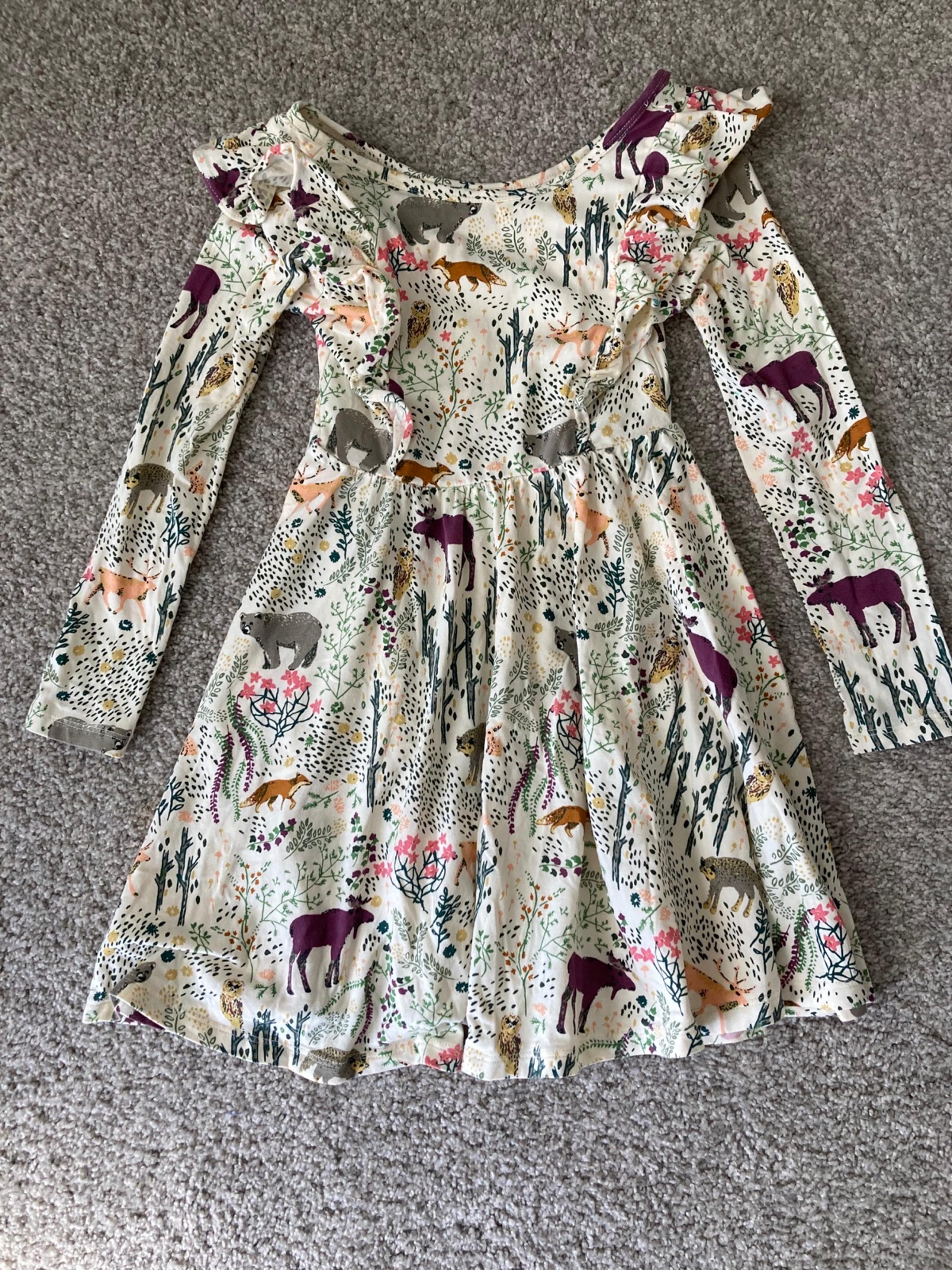 Size 6 / Tea Collection woodland print long sleeve ruffle dress