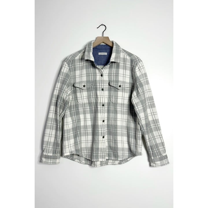 OUTERKNOWN Blanket Shirt Heavyweight Button Down Plaid Gray Cotton size M/L