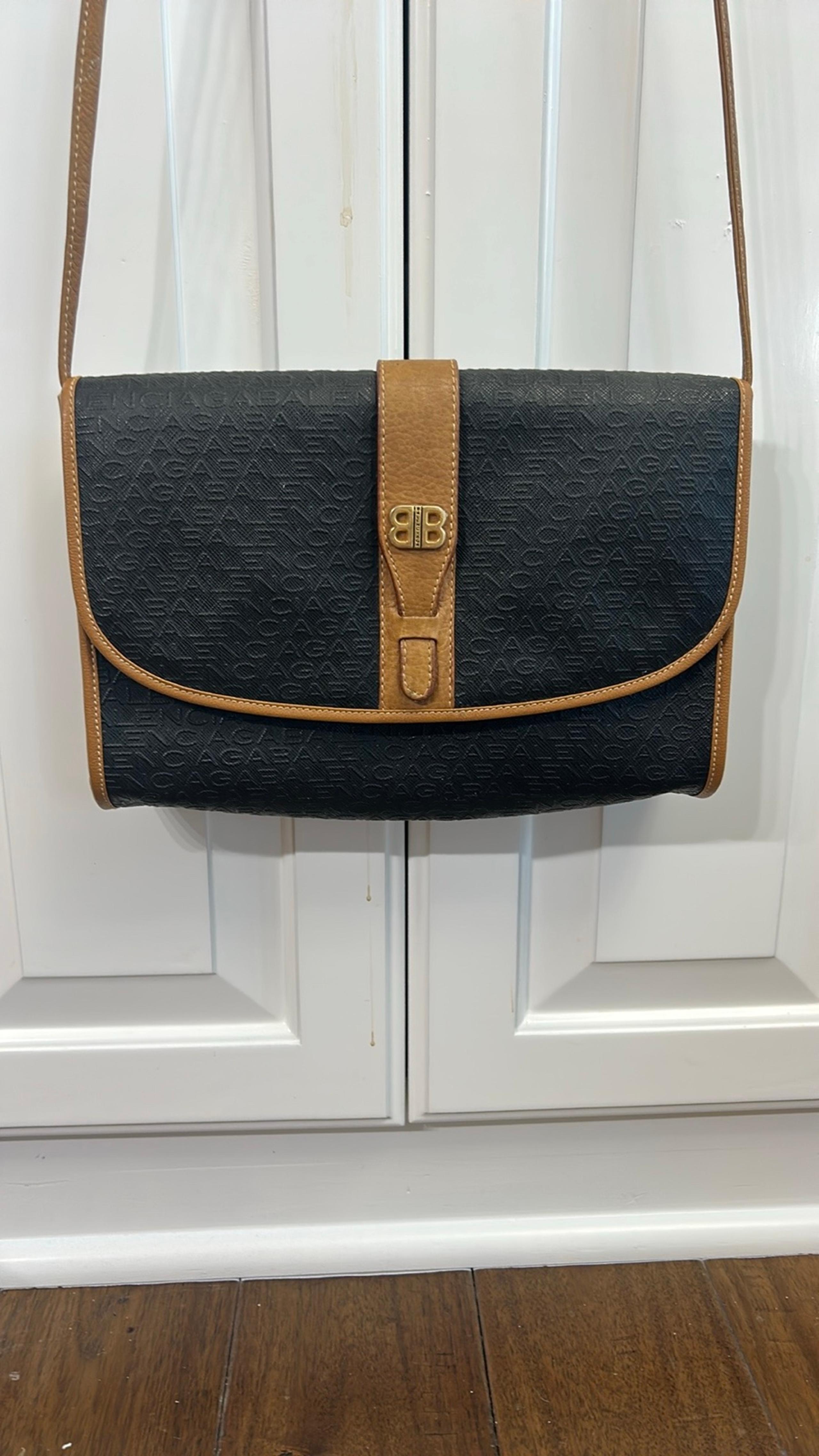 Balenciaga Black and Tan Crossbody Bag