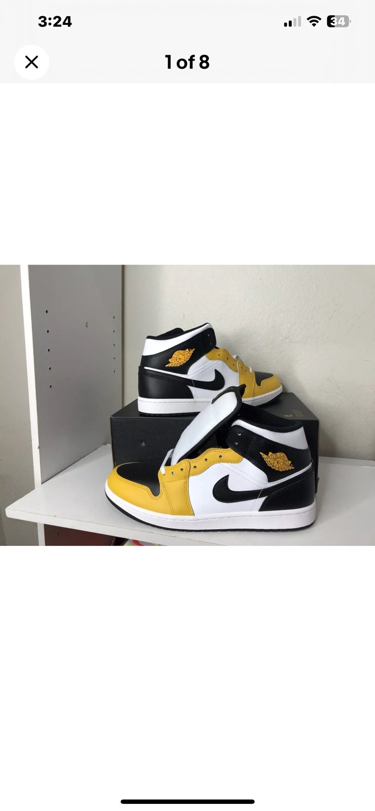 New Sneakers Shoes Size 12.5 Men’s Jordan 1 Mid Yellow Ochre DQ8426-701