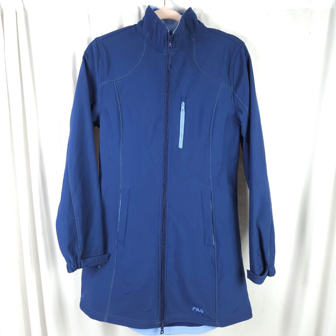 NWT FILA Mens Medium Navy Blue Softshell Fleece Lined Full Zip Adventure Jacket