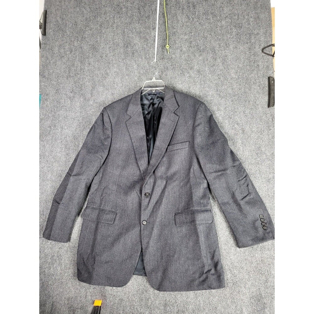 Brooks Brothers Blazer Men Sz 44 L Gray Lambswool 2 Button Designer Workwear