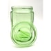 Vintage Green Uranium? Hazel Atlas? Glass Canister, with Panel sides w/lid