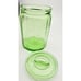 Vintage Green Uranium? Hazel Atlas? Glass Canister, with Panel sides w/lid