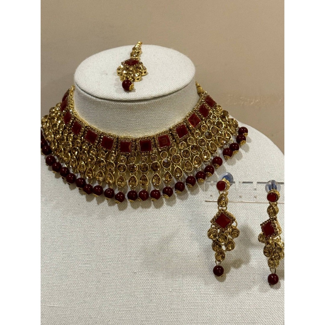 Indian Traditional Kundan Necklace Set Ethnic Wedding Party Designer Jewelry