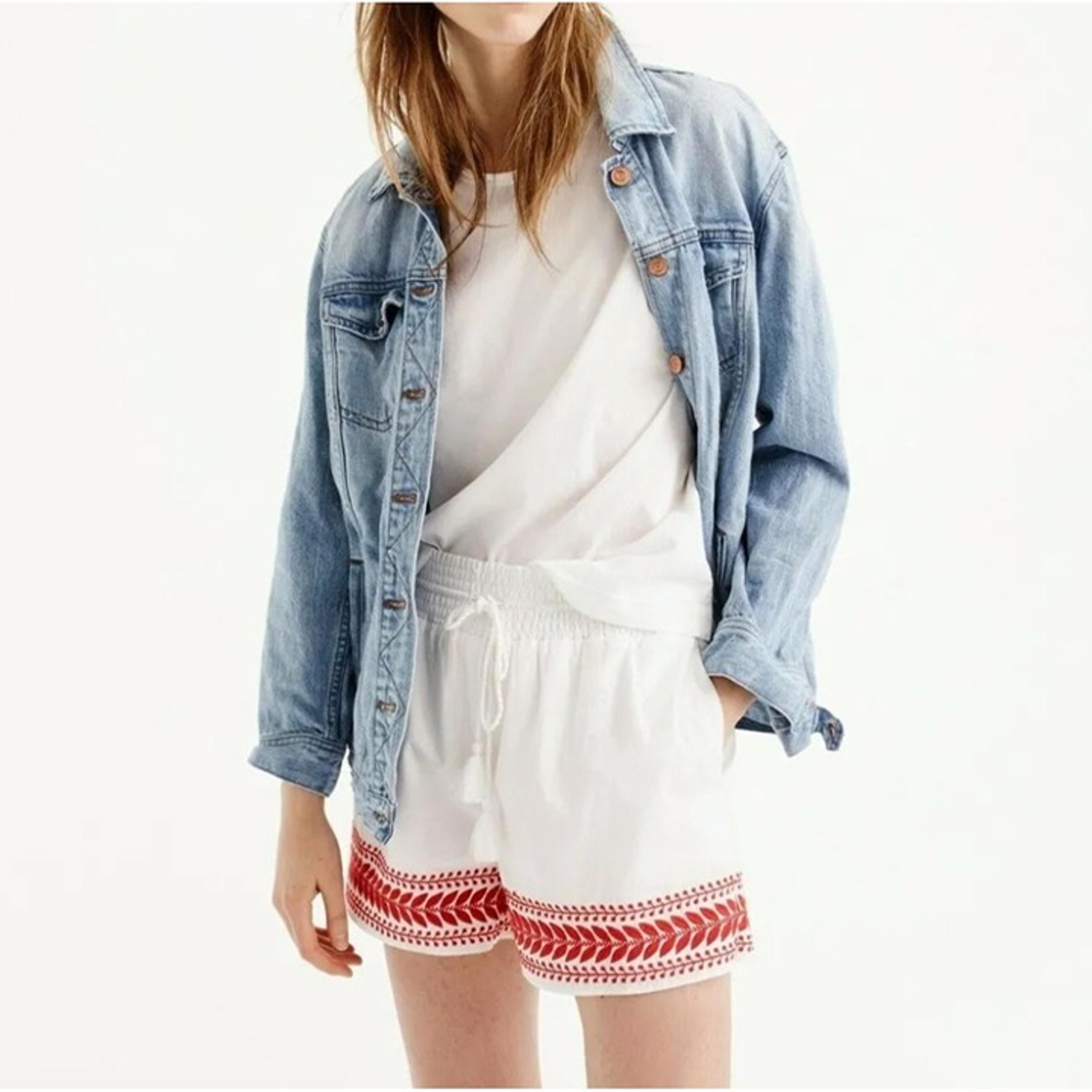 J. Crew Embroidered Short Women's S White Pull On Shorts NWT