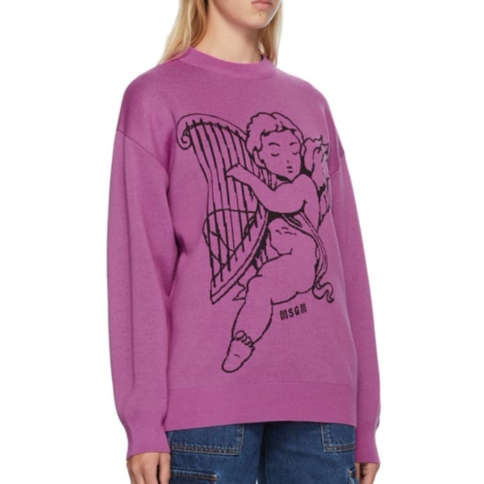 MSGM Purple Wool Harp Angel Crewneck