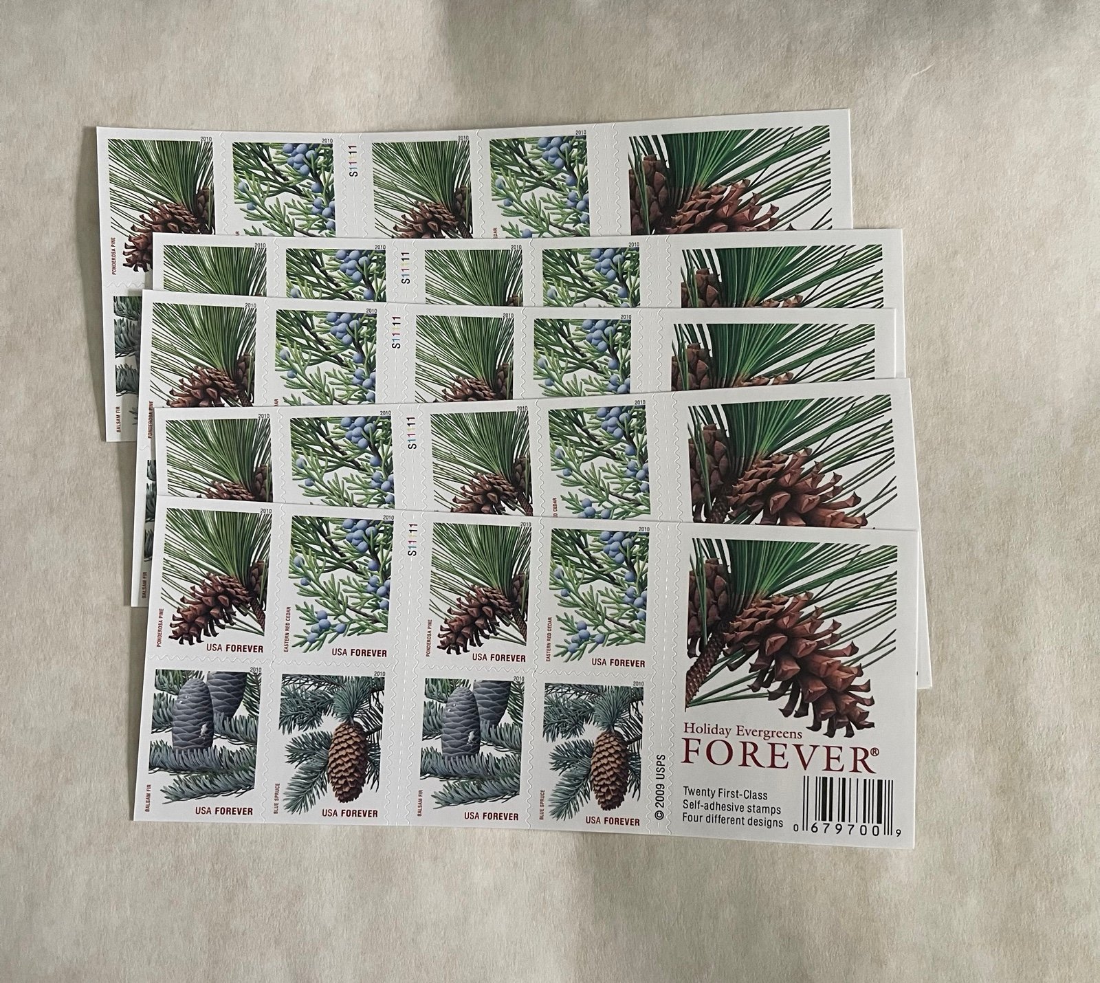100 Holiday evergreen- 5 books first class stamps
