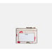 Coach Mini Skinny ID Case with Ornament Print Leather Card Holder Wallet Chalk