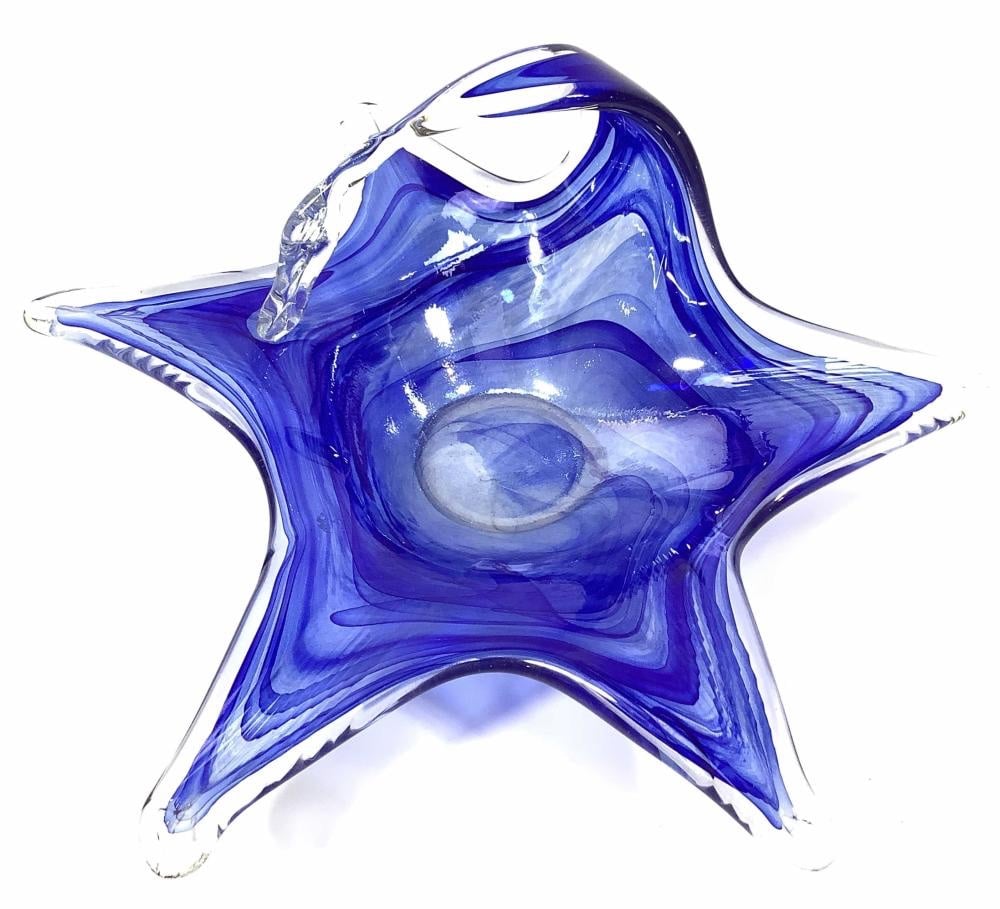 Murano Art Glass Starfish Candy Dish Artsy Collectible Whimsical Ocean Lover
