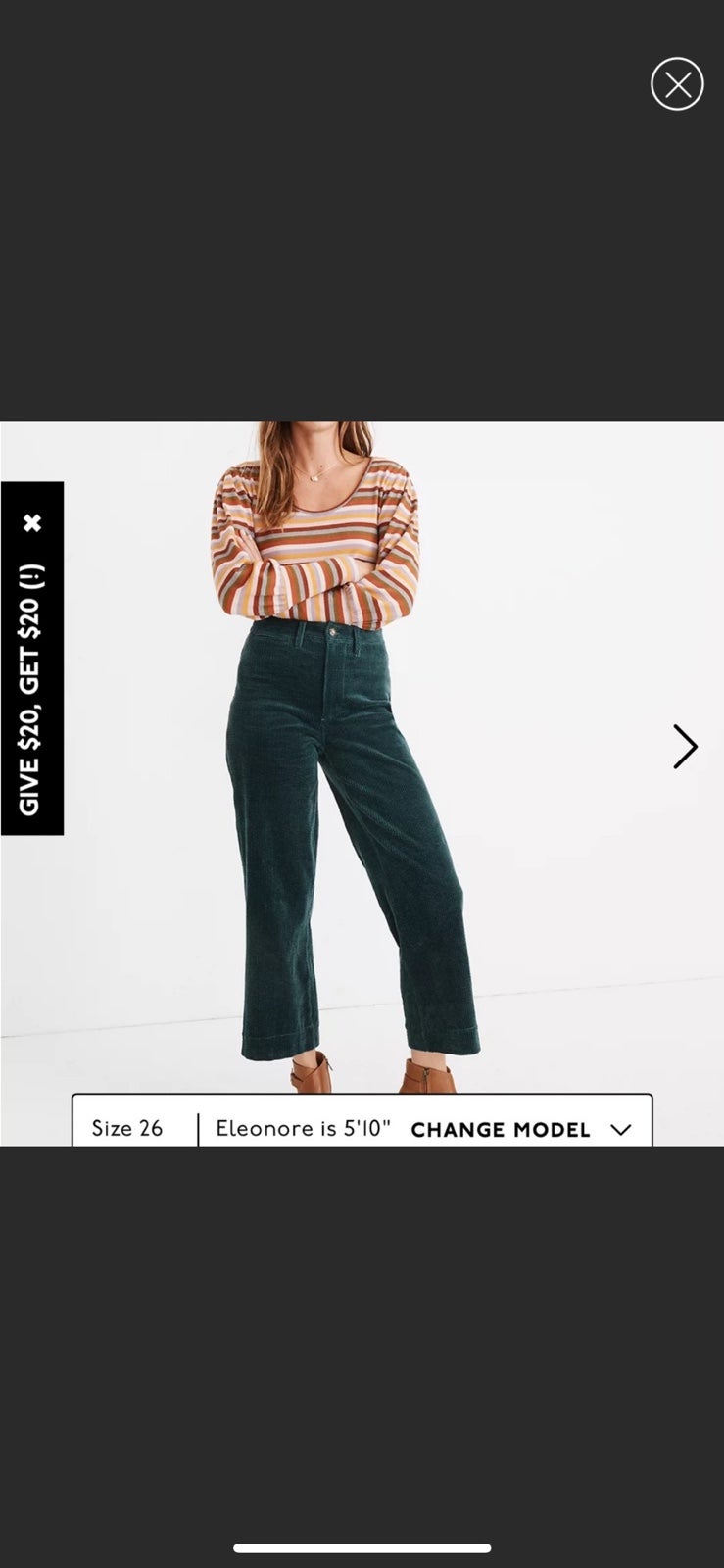 Madewell slim emmett wide leg crop pants size 25