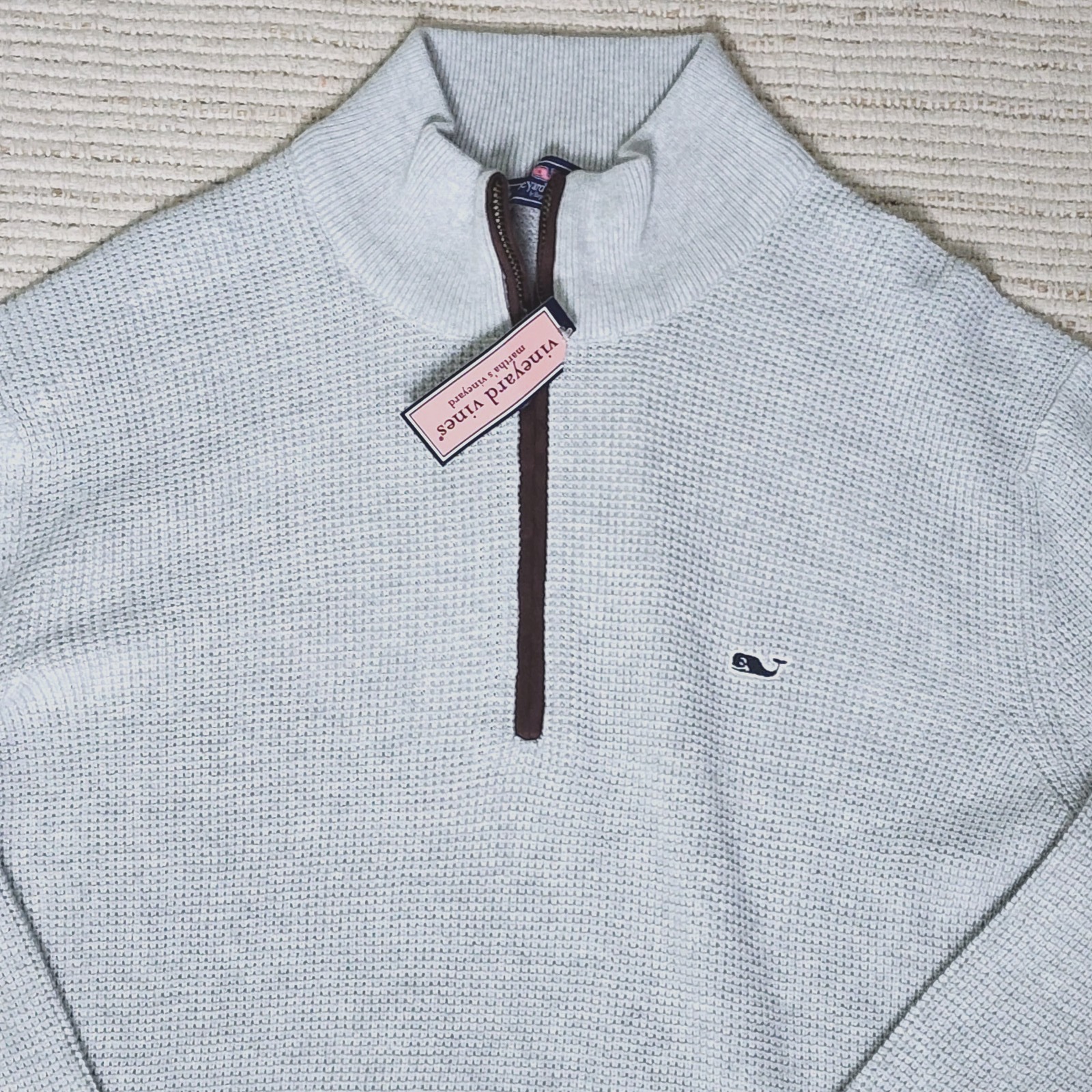 Vineyard Vines Mens Quarter Zip Sweater Small Gray Pullover Preppy Casual