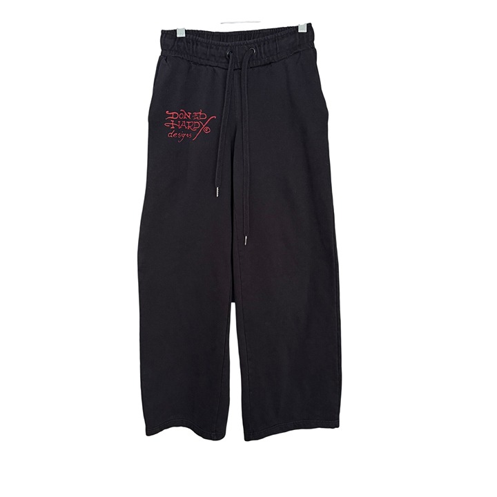 Ed Hardy Womens Black Sweatpants With Red Logo & Skull Graphic XS