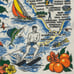 Vtg Souvenir Florida Sun Shine State Map Beach Bath Towel Ocean Tiki Colorful