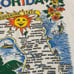 Vtg Souvenir Florida Sun Shine State Map Beach Bath Towel Ocean Tiki Colorful