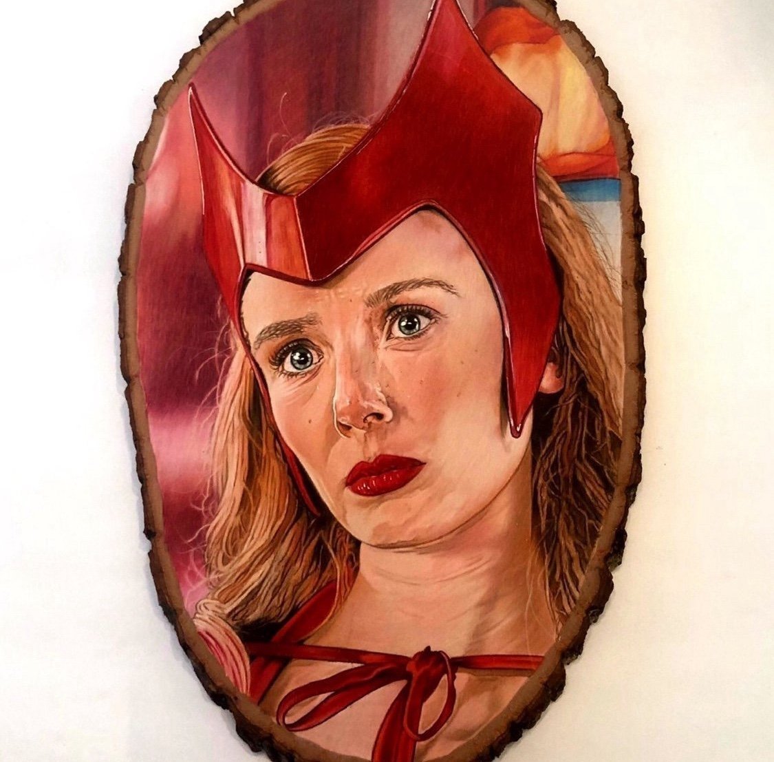 SCARLET WITCH / WANDAVISION color pencil drawing on basswood.